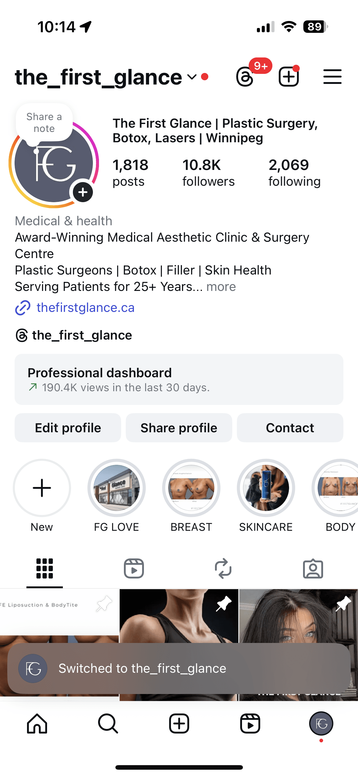 The First Glance Instagram profile screenshot